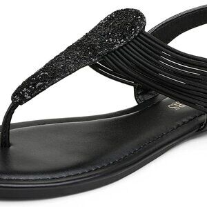 Women's Faux Leather Gladiator Sandals 8.5 Elastic Strappy Summer Comfort